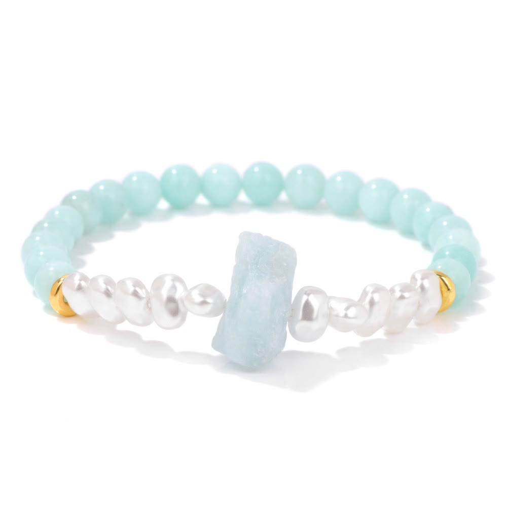 Pulsera de cuentas de cristal natural irregulares de 6 mm de Olivenorma