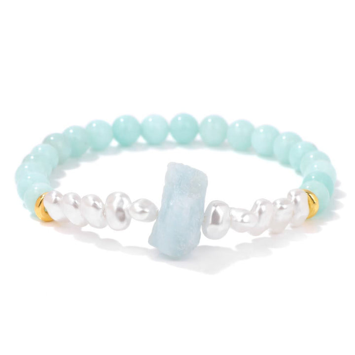 Pulsera de cuentas de cristal natural irregulares de 6 mm de Olivenorma