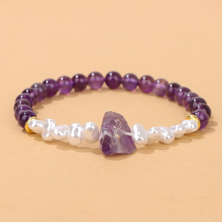 Pulsera de cuentas de cristal natural irregulares de 6 mm de Olivenorma