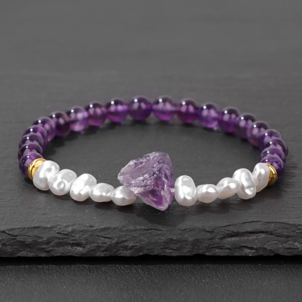 Pulsera de cuentas de cristal natural irregulares de 6 mm de Olivenorma