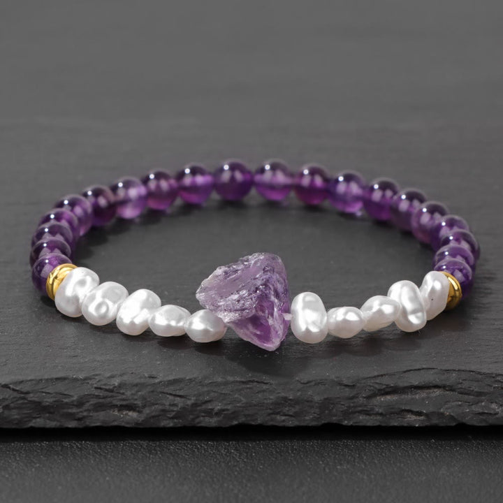 Pulsera de cuentas de cristal natural irregulares de 6 mm de Olivenorma