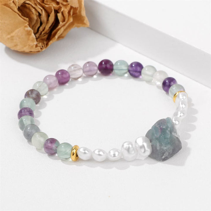 Pulsera de cuentas de cristal natural irregulares de 6 mm de Olivenorma