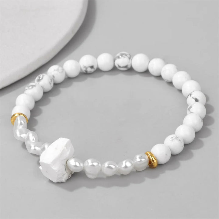 Pulsera de cuentas de cristal natural irregulares de 6 mm de Olivenorma