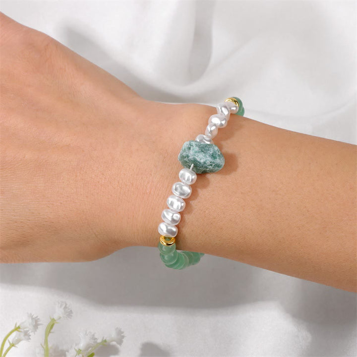 Pulsera de cuentas de cristal natural irregulares de 6 mm de Olivenorma
