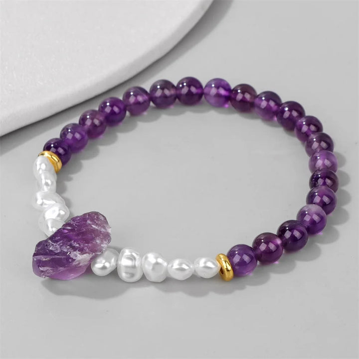 Pulsera de cuentas de cristal natural irregulares de 6 mm de Olivenorma