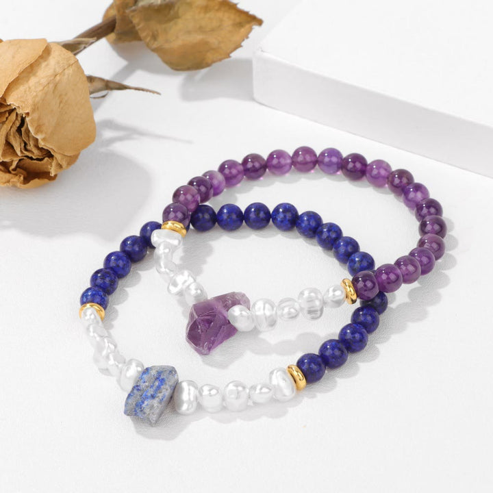 Pulsera de cuentas de cristal natural irregulares de 6 mm de Olivenorma