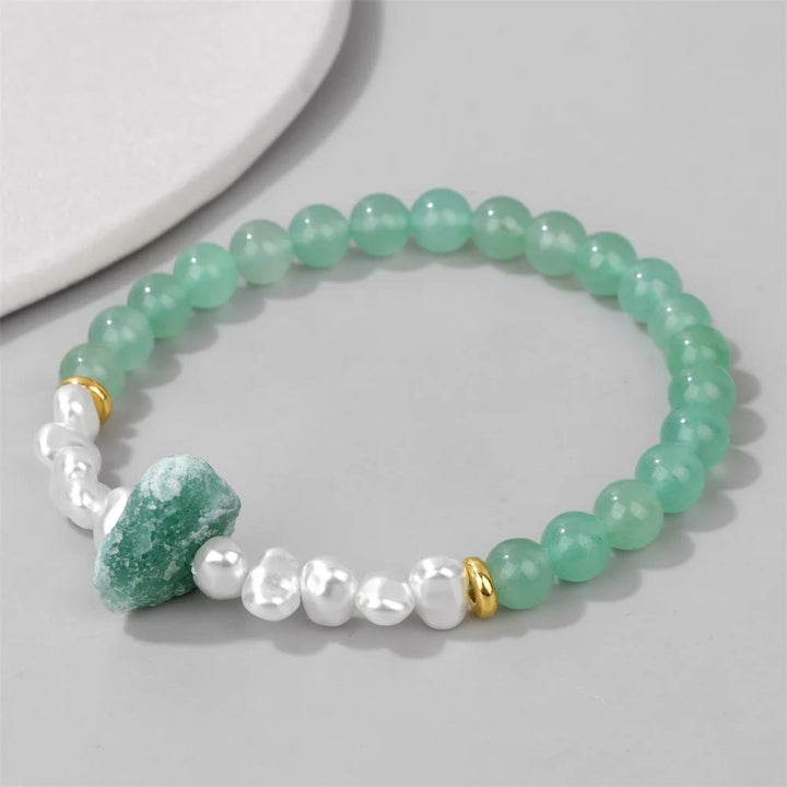 Pulsera de cuentas de cristal natural irregulares de 6 mm de Olivenorma