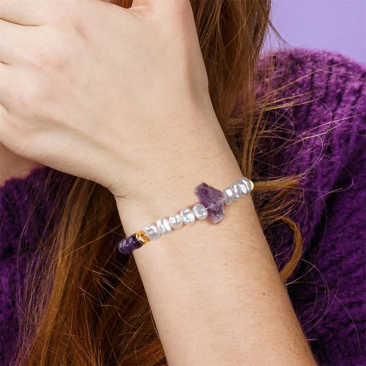 Pulsera de cuentas de cristal natural irregulares de 6 mm de Olivenorma