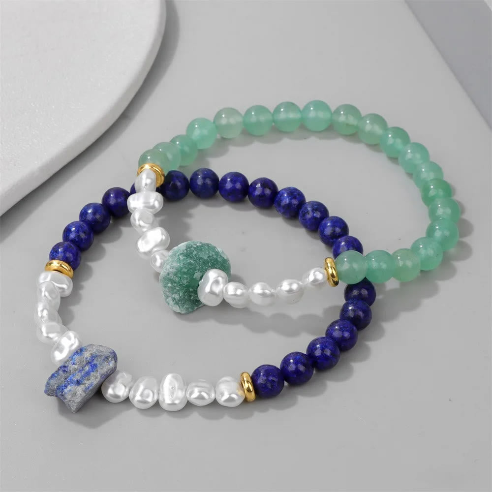Pulsera de cuentas de cristal natural irregulares de 6 mm de Olivenorma