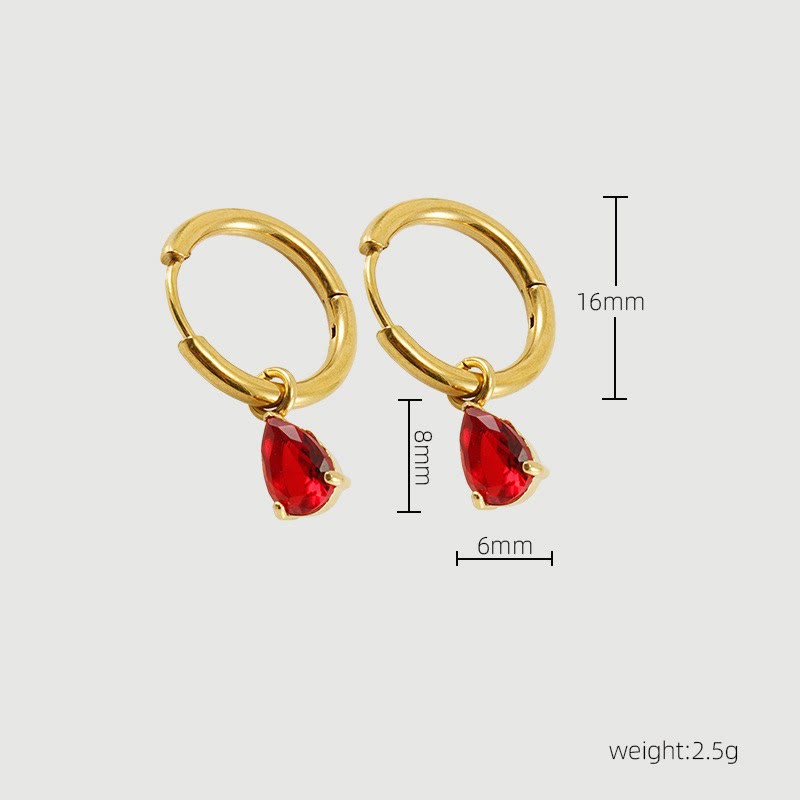 Conjunto de joyas con colgante de gota de granate con piedra natal de Olivenorma