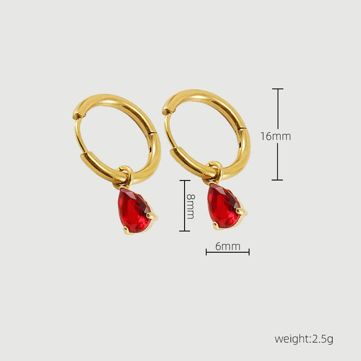 Conjunto de joyas con colgante de gota de granate con piedra natal de Olivenorma