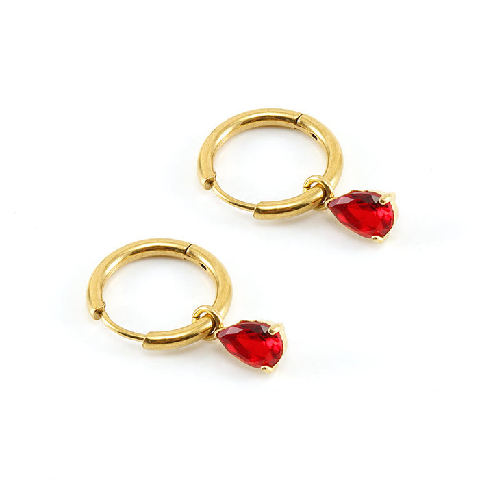 Conjunto de joyas con colgante de gota de granate con piedra natal de Olivenorma