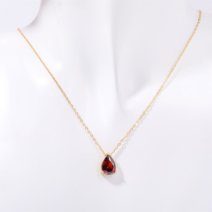 Conjunto de joyas con colgante de gota de granate con piedra natal de Olivenorma