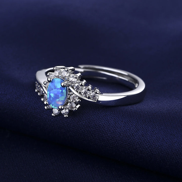Anillo ajustable de ópalo azul "circundante" de Olivenorma