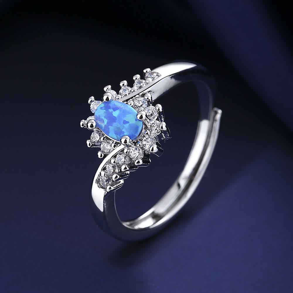 Anillo ajustable de ópalo azul "circundante" de Olivenorma