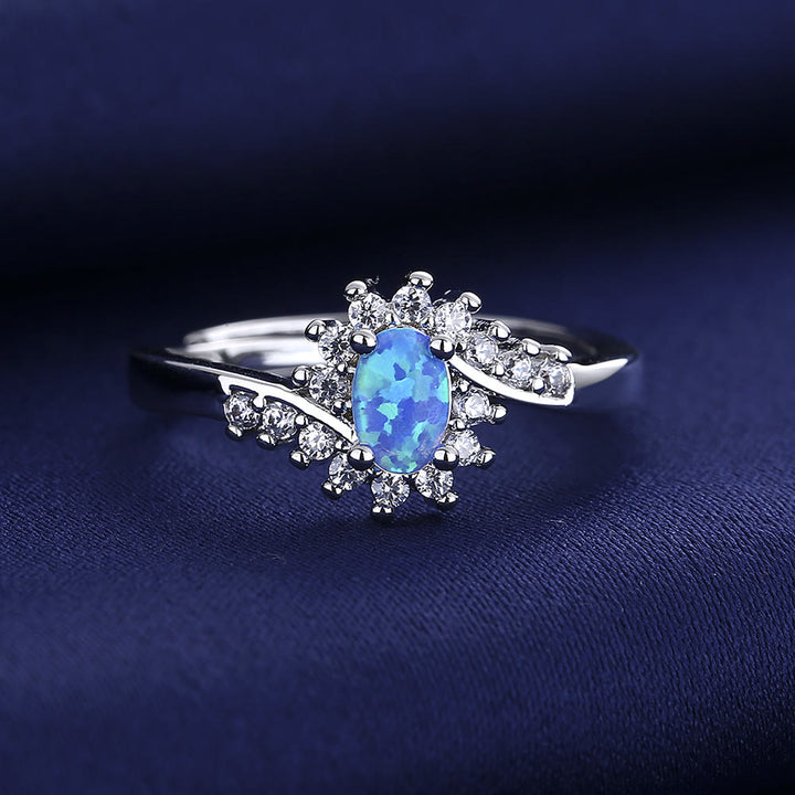 Anillo ajustable de ópalo azul "circundante" de Olivenorma