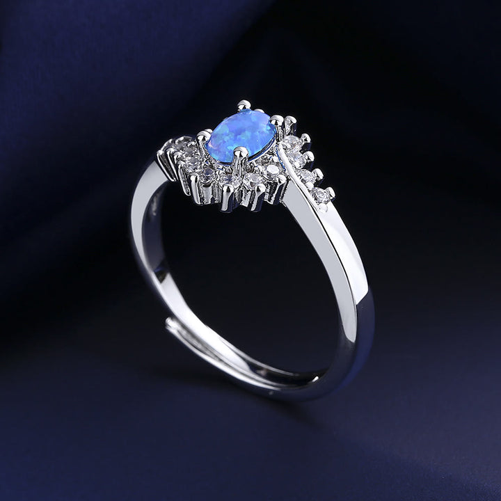 Anillo ajustable de ópalo azul "circundante" de Olivenorma