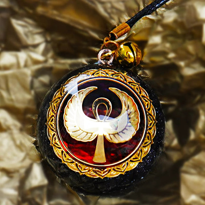 Collar de orgón OM de ágata roja y arenisca azul de Olivenorma