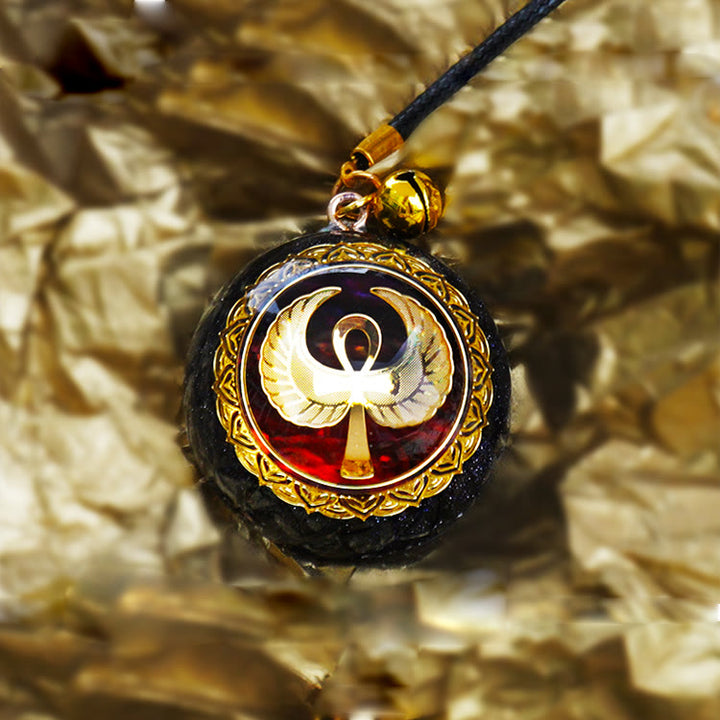 Collar de orgón OM de ágata roja y arenisca azul de Olivenorma