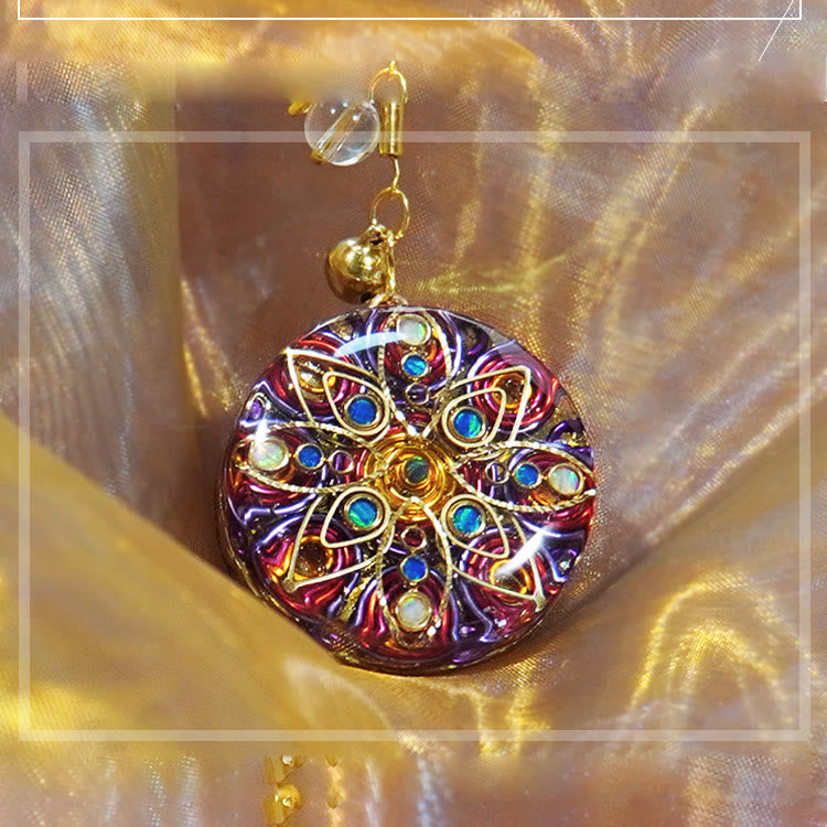 Collar de orgón con amuleto de ópalo y jaspe rojo de Olivenorma 