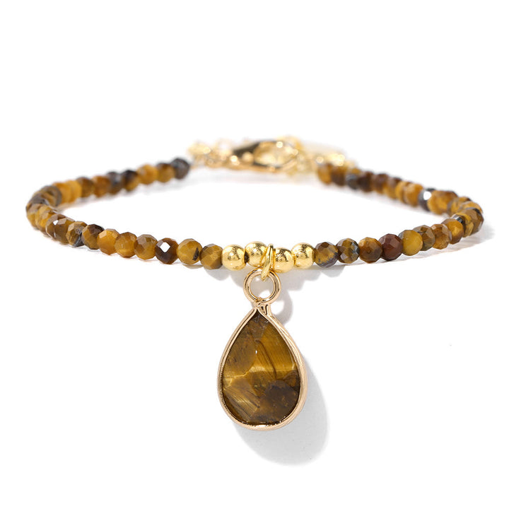 Pulsera con colgante de gota de agua y cuentas de piedra natural de Olivenorma