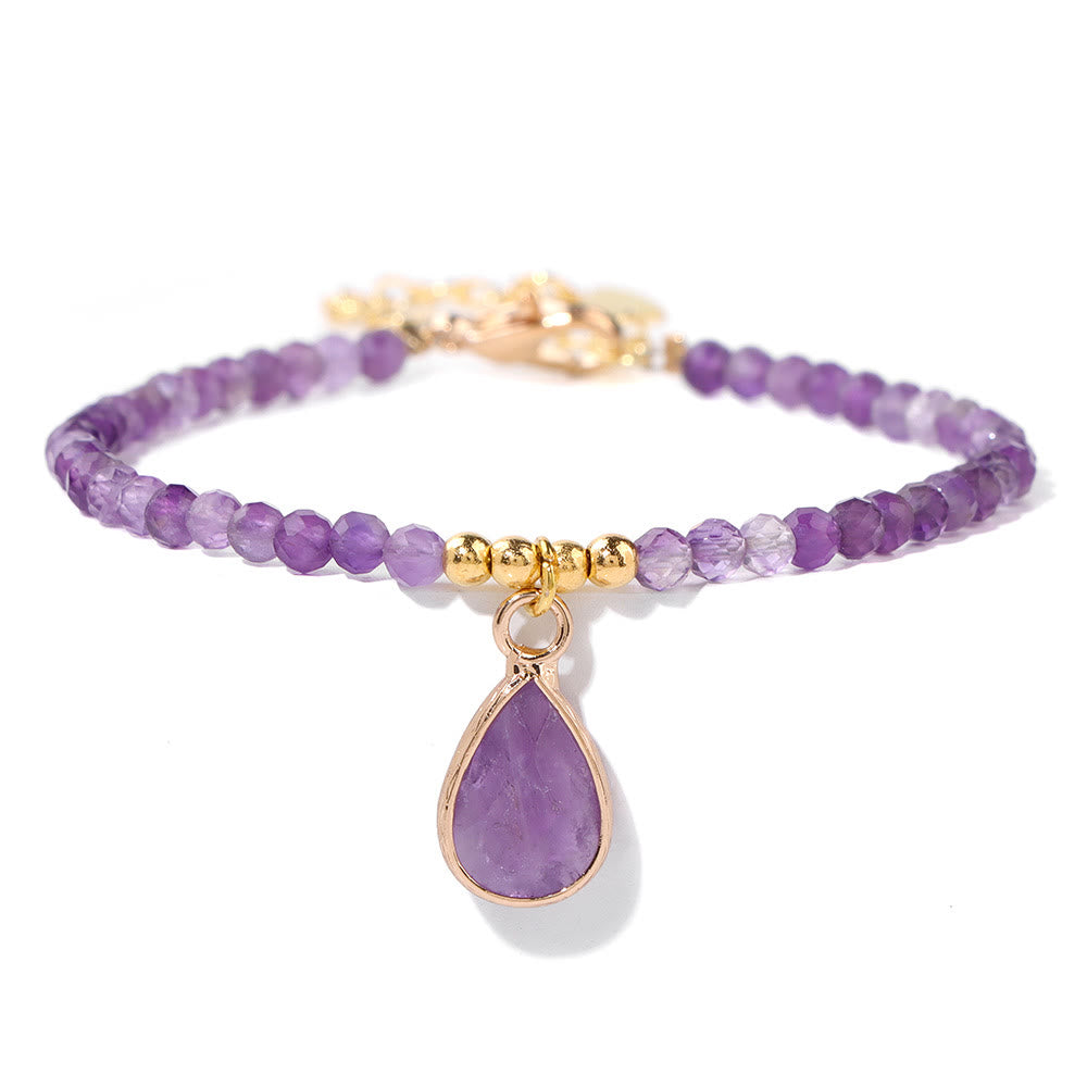 Pulsera con colgante de gota de agua y cuentas de piedra natural de Olivenorma