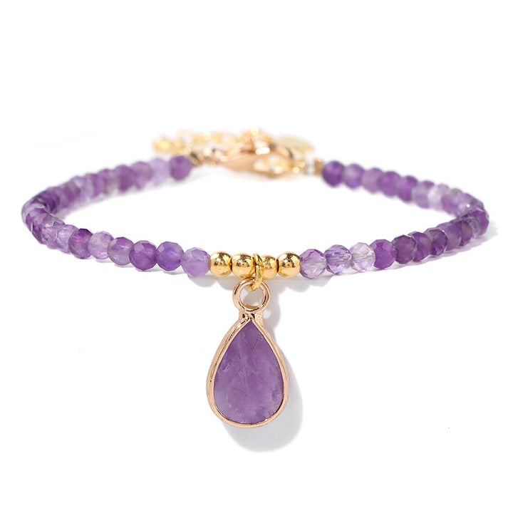 Pulsera con colgante de gota de agua y cuentas de piedra natural de Olivenorma