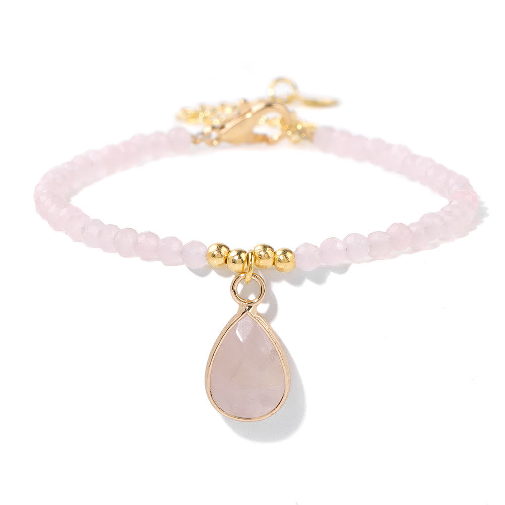 Pulsera con colgante de gota de agua y cuentas de piedra natural de Olivenorma