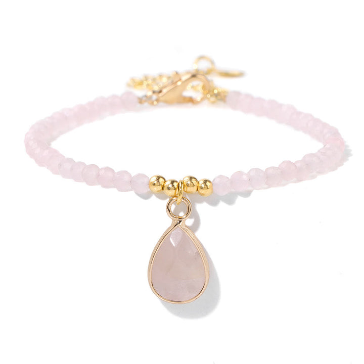 Pulsera con colgante de gota de agua y cuentas de piedra natural de Olivenorma