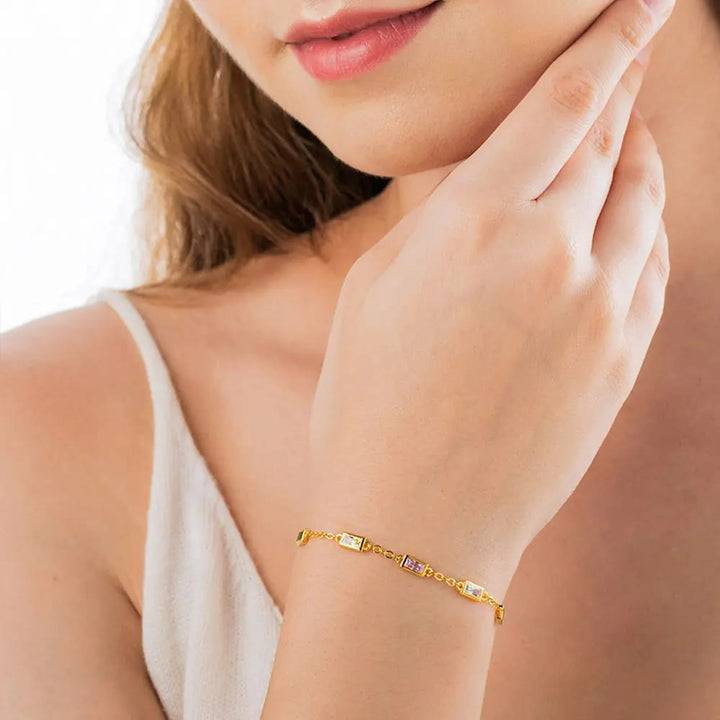 Pulsera rectangular personalizada con piedra natal de Olivenorma