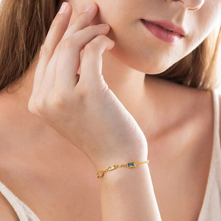 Pulsera rectangular personalizada con piedra natal de Olivenorma