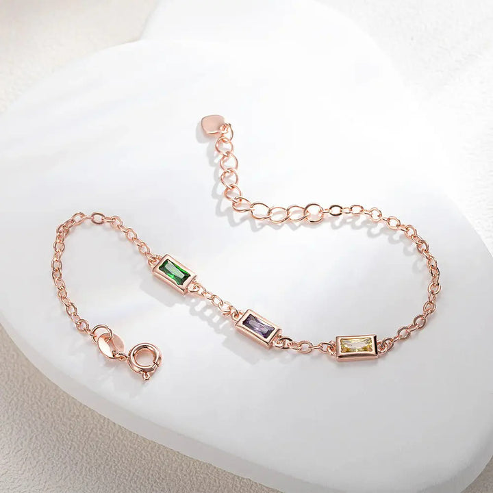 Pulsera rectangular personalizada con piedra natal de Olivenorma
