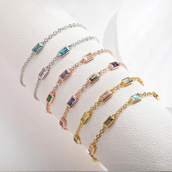 Pulsera rectangular personalizada con piedra natal de Olivenorma