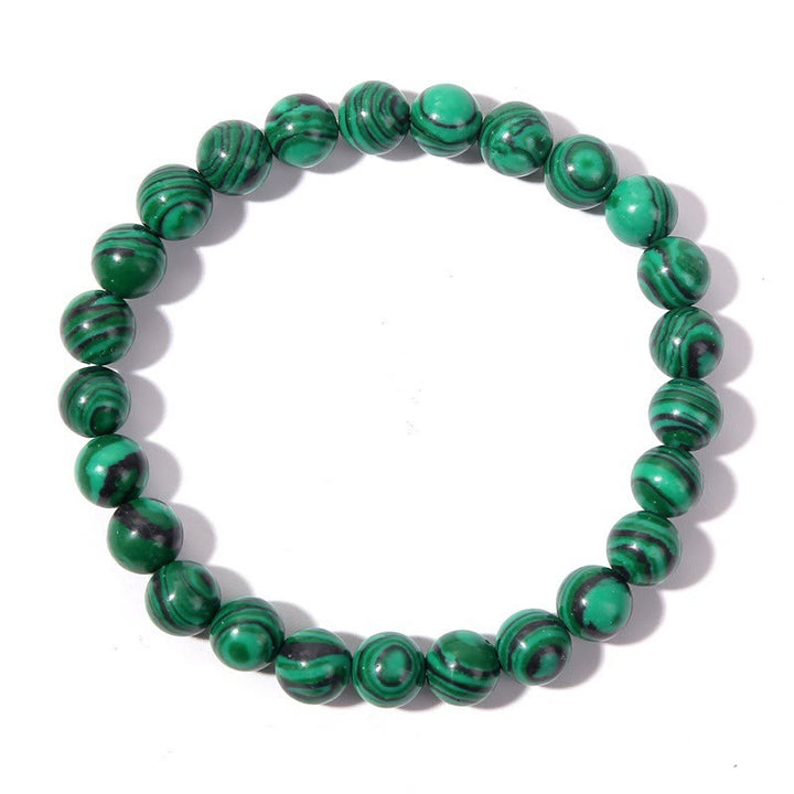 Pulsera Olivenorma de cuentas de ónix negro y malaquita de 8 mm