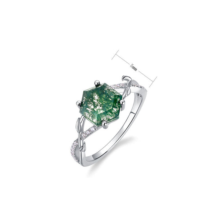 Anillo con diseño entrelazado de enredadera de árbol de ágata musgosa de Olivenorma