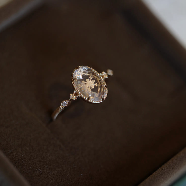 Anillo de plata 925 con cristales transparentes grabados antiguos de Olivenorma