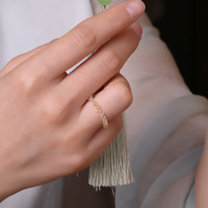 Anillo de cuentas de citrino pequeño extrafino de 2 mm "Rich" de Olivenorma