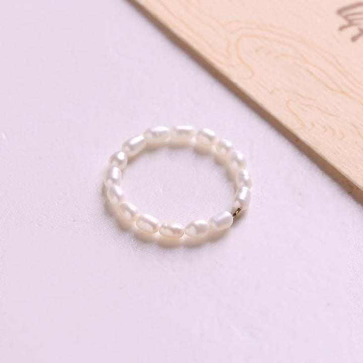 Anillo de perlas de agua dulce extrafinas de 2 mm de Olivenorma 