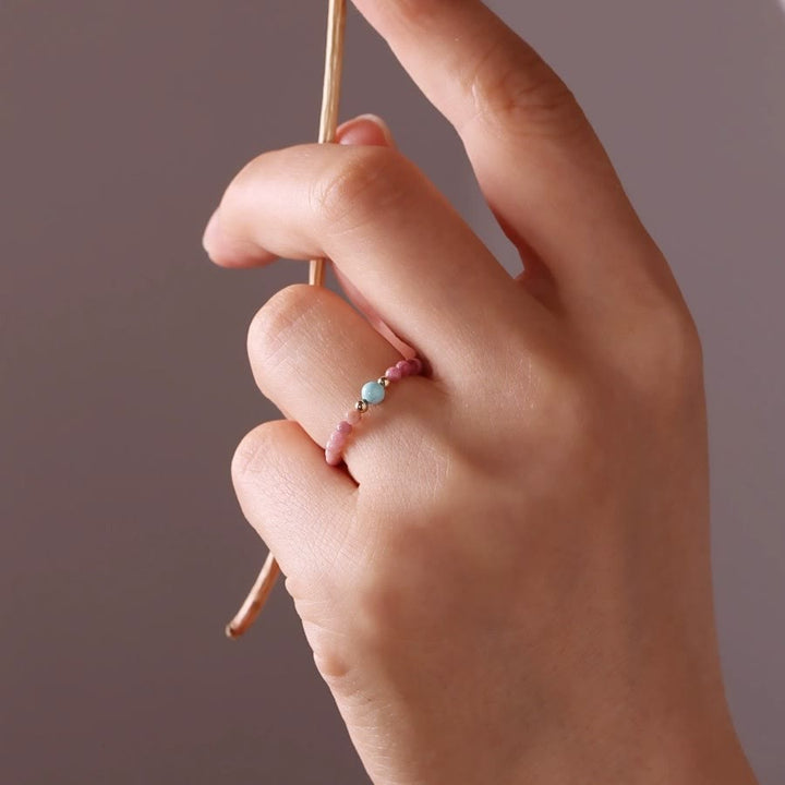 Anillo de cuentas de rodocrosita extrafinas de 2 mm de Olivenorma 