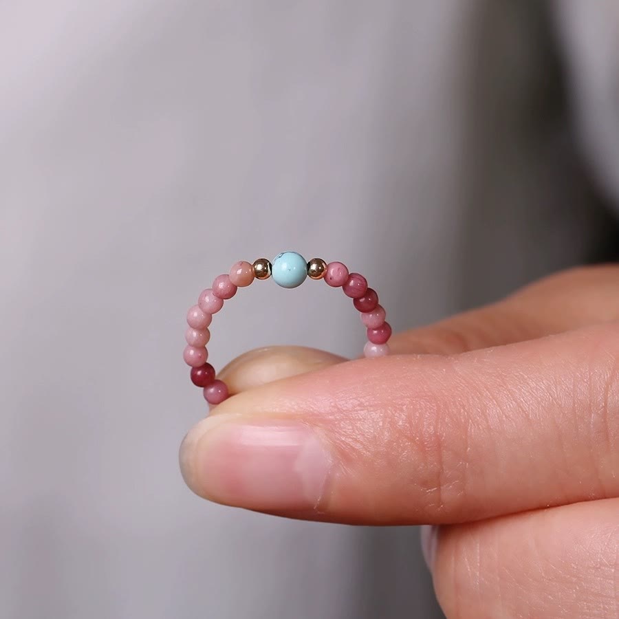 Anillo de cuentas de rodocrosita extrafinas de 2 mm de Olivenorma 
