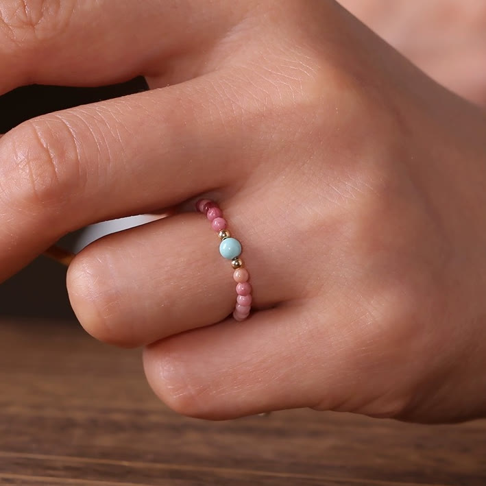 Anillo de cuentas de rodocrosita extrafinas de 2 mm de Olivenorma 