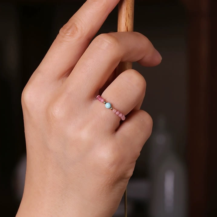 Anillo de cuentas de rodocrosita extrafinas de 2 mm de Olivenorma 