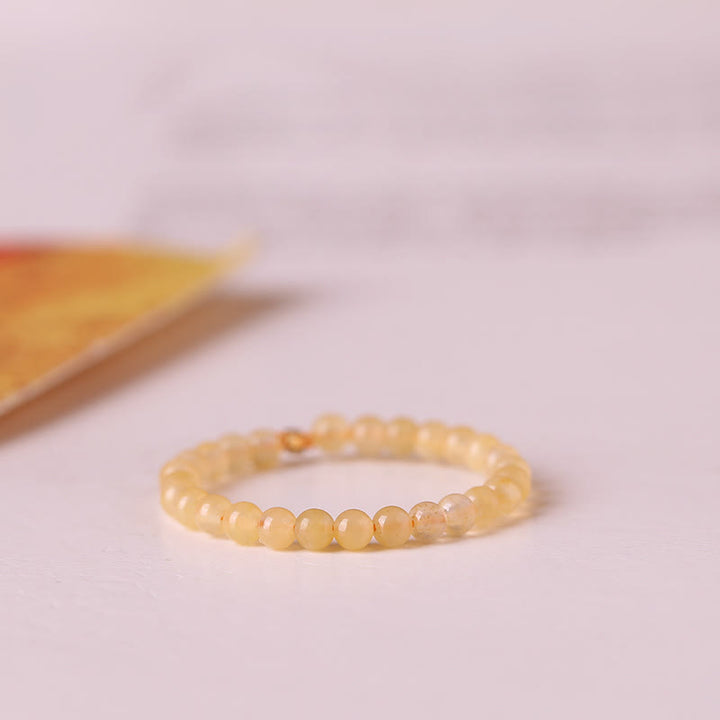 Anillo de cuentas de jade amarillo extrafino de 2 mm de Olivenorma 