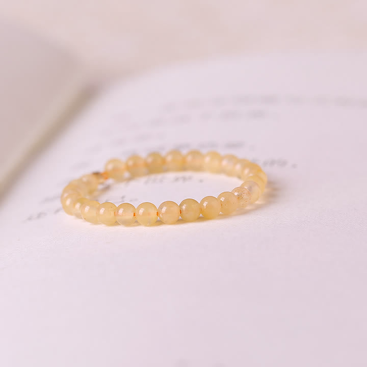 Anillo de cuentas de jade amarillo extrafino de 2 mm de Olivenorma 