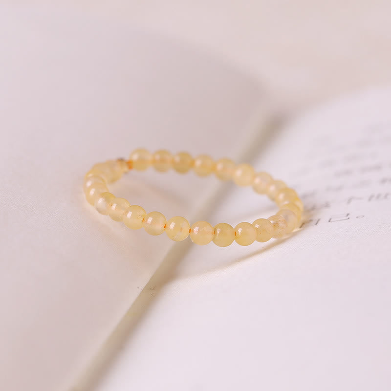 Anillo de cuentas de jade amarillo extrafino de 2 mm de Olivenorma 