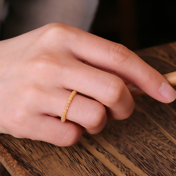 Anillo de cuentas de jade amarillo extrafino de 2 mm de Olivenorma 