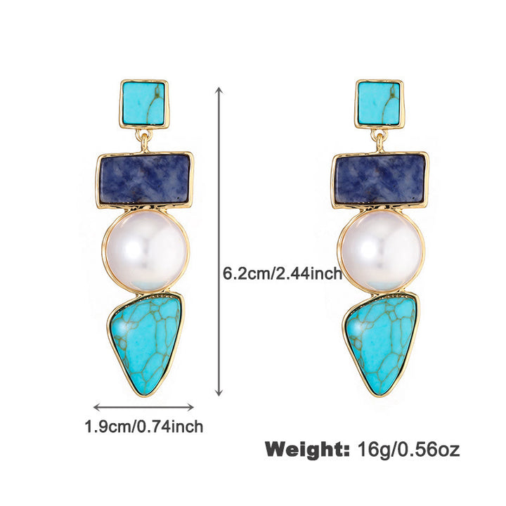 Conjunto de joyas con colgante de sodalita azul turquesa y perla irregular de Olivenorma