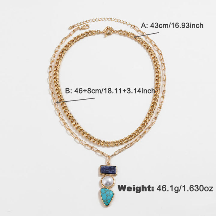 Conjunto de joyas con colgante de sodalita azul turquesa y perla irregular de Olivenorma