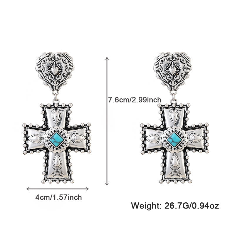 Conjunto de joyas de aleación con diseño de cruz de amor en plata antigua de Olivenorma