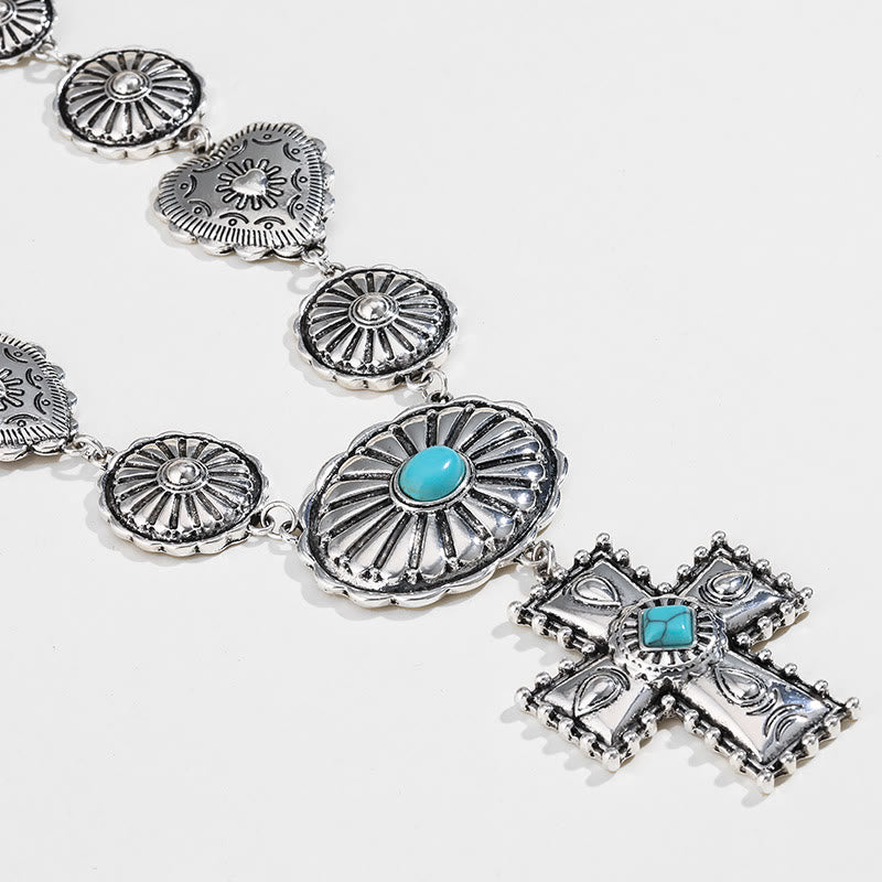 Conjunto de joyas de aleación con diseño de cruz de amor en plata antigua de Olivenorma